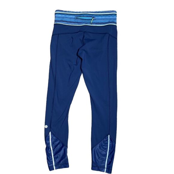 Lululemon leggings navy blue silky bottom colorful waistband 4 - Picture 4 of 8